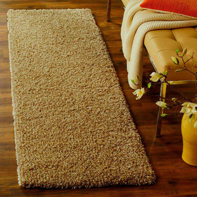 MY HOME Beige Polyester Carpet(2 ft,  X 5 ft, Rectangle)