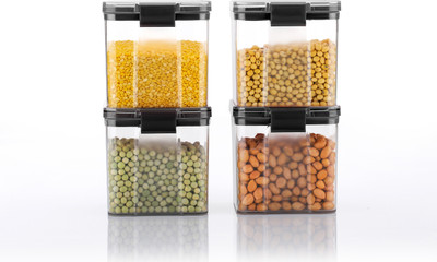Lion Lender Plastic Grocery Container  - 700(Pack of 4, Black)
