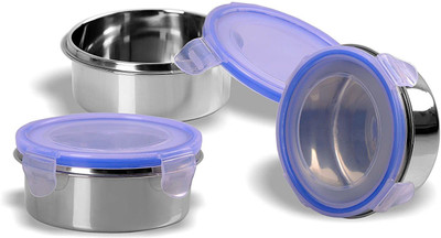 TALUKA Steel Utility Container  - 350 ml(Pack of 3, Silver)