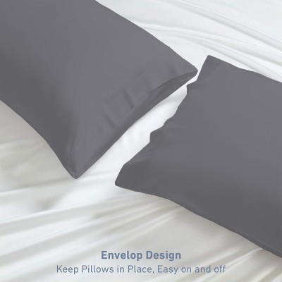 MeckHome Culture Plain Pillows Cover(Pack of 2, 43.18 cm*68.58 cm, Grey)