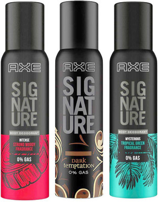 AXE Signature Intense 122ml + Dark Temptation 122ml + Corporate Body Deodorant 122ml Deodorant Spray - For Men(398 ml, Pack of 3) AXE Signature Intense 122ml + Dark Temptation 122ml + Corporate Body Deodorant 122ml Deodorant Spray - For Men(398 ml, Pack of 3)