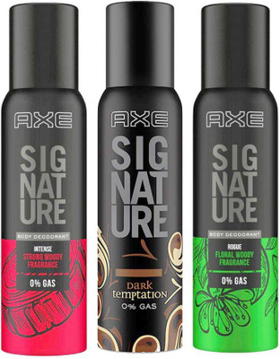 AXE Signature Intense 122ml + Dark Temptation 122ml + Rogue Body Deodorant 122ml Deodorant Spray - For Men(366 ml, Pack of 3) AXE Signature Intense 122ml + Dark Temptation 122ml + Rogue Body Deodorant 122ml Deodorant Spray - For Men(366 ml, Pack of 3)