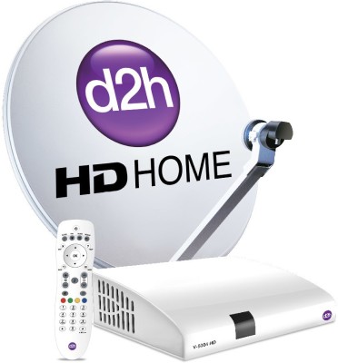 D2H HD DTH, Hindi 12 month FTA Super Value Pack, HD Set Top Box connection (Free to air Channels Only)
