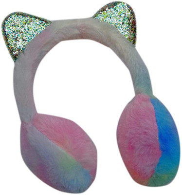 manokamna store Girl's Rabbit Fur Thicken Plush Pink Lovely Winter Warmer Earmuff Ear Cover - Multicolor Ear Muff(Pack of 1)