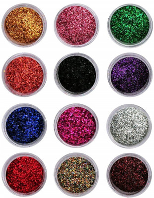 Elecsera Eye Shadow Glitter Powder Set And Nail Art Decoration 4x12= 48 g(Multicolor)