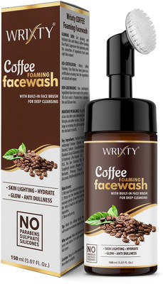 Wrixty coffee foaming face wash for skin brightening, acne and oil control face wash with built in brush. Face Wash(150 ml)