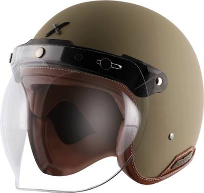 Axor Retro Jet Leather Motorbike Helmet