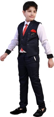 Zolario Boys Party(Festive) Waistcoat Shirt, Pant, Bow Tie(Blue)