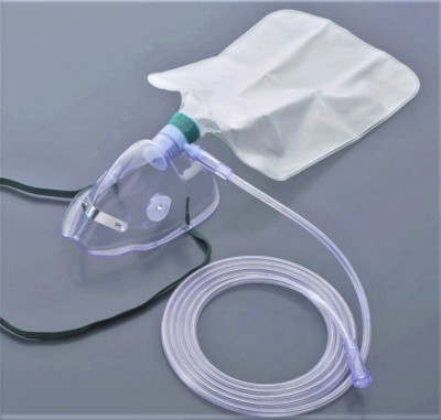 EliteMed ADULT Non-Rebreather Oxygen Mask Medical Nrb Bag Oxygen Mask with Reservoir Bag | High Concentration Oxygen Mask Reusable(Transparent, L, Pack of 1)