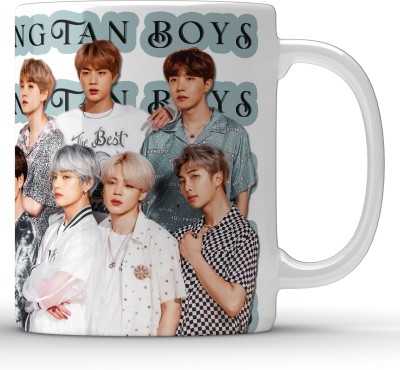 Unbounded Company Bangtan Boys BTS Music Band | White | Gift for | Coffee and Tea | BTS Printed Ceramic Coffee Mug(325 ml)