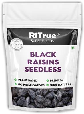 RiTrue 1 KG Value Pack Black Raisins ( Kali Kishmish / kismis ) Dry Fruits - 100% Natural & Organic Raisins