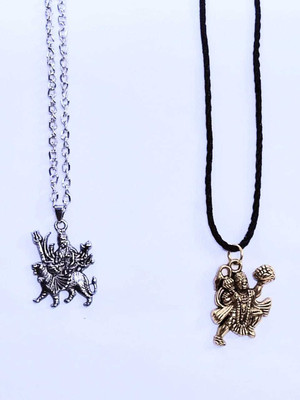 ricky collections lord shree hanuman and mata rani with chain pack of 2 Metal Locket Set