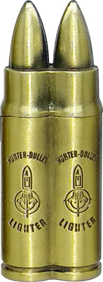TrustShip Mini Hunter Bullet Shape Refillable Pocket Size Jet Flame Cigarette Cigar Lighter | Windproof, Butane Gas Pocket Lighter(Golden)