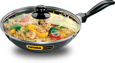 Hawkins Deep & Stir-Fry Pan Glass (NDL20G) Kadhai 24 cm diameter with Lid 2 L capacity(Hard Anodised, Non-stick)