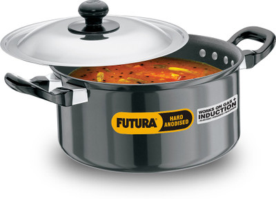 HAWKINS Futura Pot 20 cm diameter 3 L capacity with Lid(Hard Anodised, Non-stick, Induction Bottom) HAWKINS Futura Pot 20 cm diameter 3 L capacity with Lid(Hard Anodised, Non-stick, Induction Bottom)
