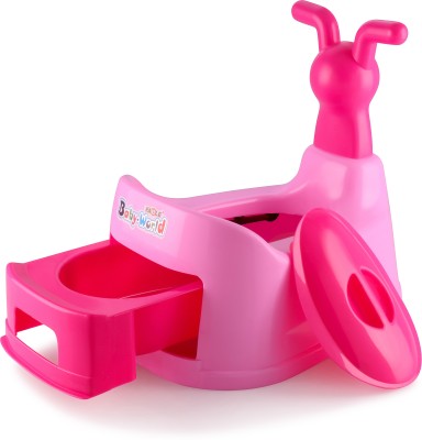 Nabhya Toilet Trainer Baby Potty Seat Cartoon Face with Removable Tray & Closing Lid Potty Seat(Pink)