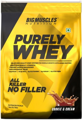 BIGMUSCLES NUTRITION Purely | Isolate Matrix 25g Protein, 12.2g EAA, 4g Glutamine, 0g Sugar Whey Protein(1 kg, Cookie & Cream)