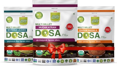 HEALTH BASKET Multi Millet Dosa Mixes – Garam Masala, Mudakatran, Moringa leaves Dosa mix – Each 300gms (Combo pack of 3) 900 g(Pack of 3)