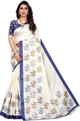 YASHIKA Printed Bollywood Art Silk Saree(White)