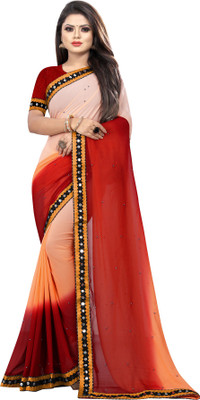 Fashion Day Solid/Plain Bollywood Georgette Saree(Maroon)
