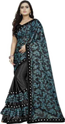RADHEYUB Self Design Daily Wear Lycra Blend Saree(Black)