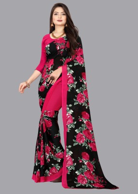 kashvi sarees Printed Daily Wear Georgette Saree(Black)