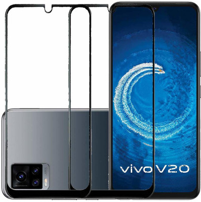 TINGTONG Edge To Edge Tempered Glass for Vivo V20(Pack of 2)