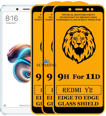 SUNSHINE Tempered Glass Guard for Edge To Edge Tempered Glass for REDMI Y2(Pack of 3)