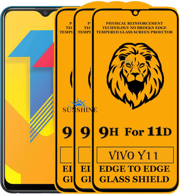 SUNSHINE Edge To Edge Tempered Glass for Vivo Y11(Pack of 3)