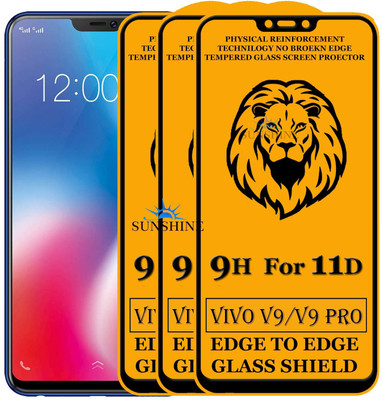SUNSHINE Edge To Edge Tempered Glass for Vivo V9(Pack of 3)