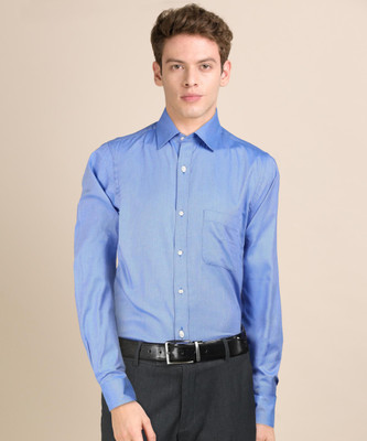 Raymond Men Solid Formal Blue Shirt