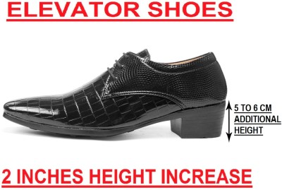 BXXY Men New Arrival Height Increasing Faux Leather Material Casual, Derby lace-up Shoes Party Wear For Men(Black)