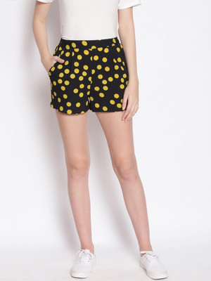 OXOLLOXO Polka Print Women Black Regular Shorts
