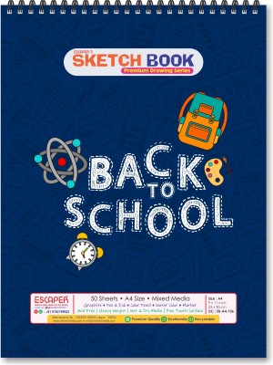 ESCAPER Back to School Theme Sketch Book (A4 Size - 50 Sheets)| Artist Sketch Pads | Artist Drawing Book | Sketch Book For Painting Sketch Pad(50 Sheets)