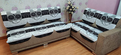 WiseHome Polycotton 10 Seater Sofa Floral Cover(Pack of 10 Black)