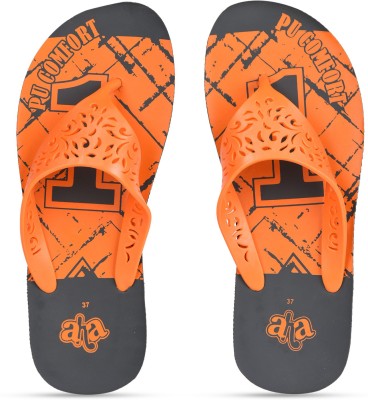 LIBERTY Women PUCOMFRTL1 Flip Flops(Orange, Black , 3)