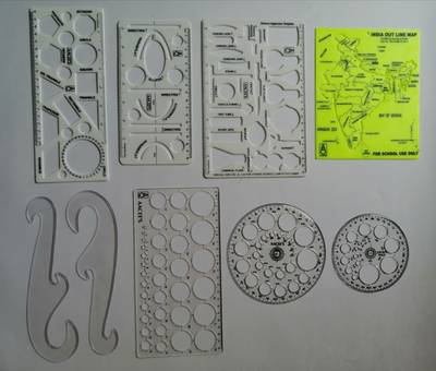 AISH PLASTIC INDIA MAP STENCIL, PRO 35 CIRCLE BIG WITH 25 CIRCLES,PRO CIRCLE SMALL WITH 16 CIRCLE, HYPERBOLA PARABOLA TEMPLATE, GEOMETRY TEMPLATE, SCIENCE APPARATUS TEMPLATE, 2 FRENCH CURVE, CIRCLE MASTER DRAFTING SCALE RULER VERY USEFUL TO ARCHITECT, ENGINEERING STUDENTS, OFFICE EMPLOYEE (SET OF 9) AR0011 structure use pack Stencil