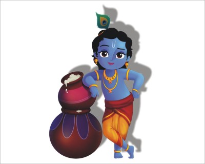 Jump up 45 cm Kanha ji, Wall sticker Self Adhesive Sticker(Pack of 1)