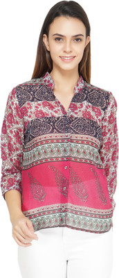 TSM Casual 3/4 Sleeve Printed Women Pink Top
