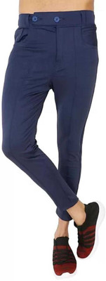 RKM STORE Solid Men Blue Track Pants