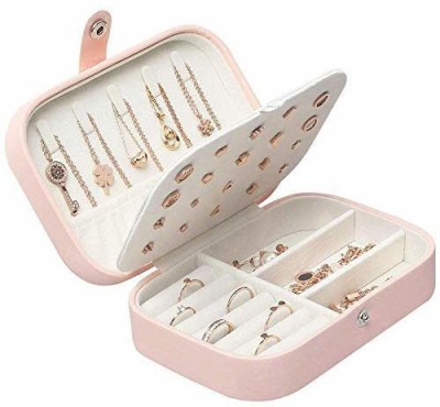 Virtuous Jewelry Box, Double Layer Travel Jewelry Organizer for Necklace Holder for Women Jewellery, Makeup, Cosmetic, Jewellery case holder, Earrings, Ring Case holder Vanity Box(Pink, Multicolor)
