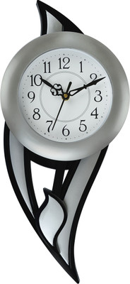 Att'z Analog 42.5 cm X 17.5 cm Wall Clock(Silver, With Glass, Standard)