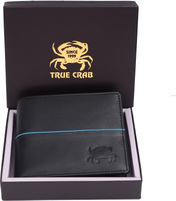 TRUE CRAB Men Casual Black Genuine Leather Wallet(6 Card Slots)