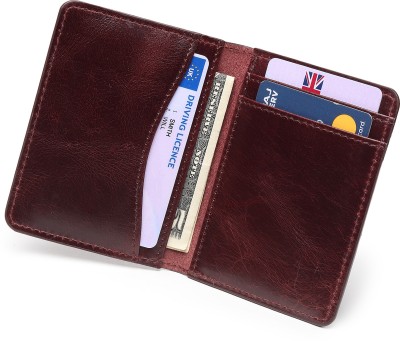 FOXHACKLE Men Casual Maroon Genuine Leather Card Holder(6 Card Slots)