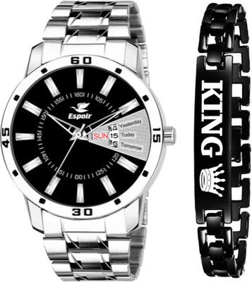 Espoir NA Day And Date Functioning High Quality Combo Of King Printed Bracelet Analog Watch - For Men