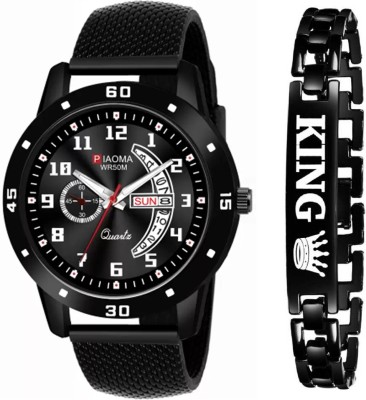 Piaoma NA Day And Date Functioning High Quality Combo Of King Printed Bracelet Analog-Digital Watch  - For Men