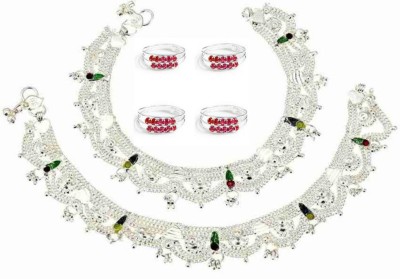 raj enterprises Alloy Silver Silver, Red, Green Jewellery Set(Pack of 1)