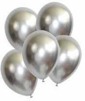 ANVRITI Solid 20 Pcs Silver Metallic Chrome Balloons for Birthdays, Anniversaries , Weddings Balloon(Silver, Pack of 20)