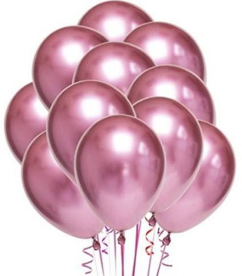 HARDATAR Solid 10 Pcs Pink Metallic Chrome Balloons for Birthdays, Anniversaries , Weddings, Functions and Party Occasion Balloon(Pink, Pack of 10)