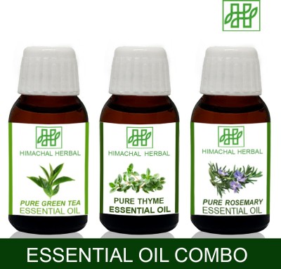 Himachal Herbal GREEN TEA-THYME-ROSEMARY ESSENTIAL OIL FOR COSMETIC SOAP MAKING AROMATHERAPY-3PC EACH 10ML(30 ml)